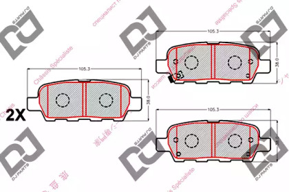 Комплект тормозных колодок, дисковый тормоз DJ PARTS BP2096